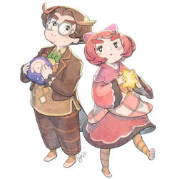 Animal Crossing Blathers and Celeste Gijinka